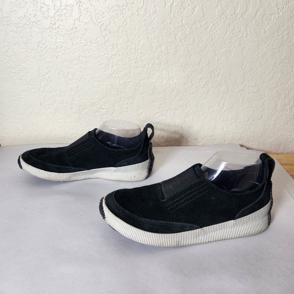 Sorel Out N About Plus Slip-On Black Suede Sneakers NL3584-010 Womens 8.5